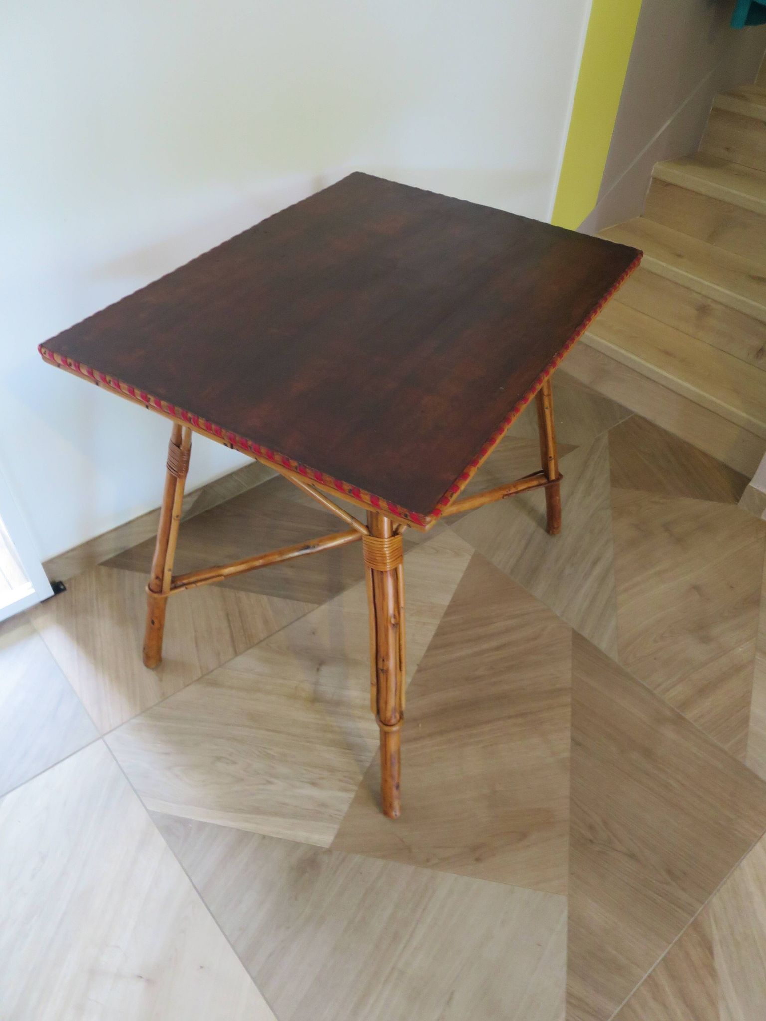 Wooden, bamboo and rattan game table, 1960s