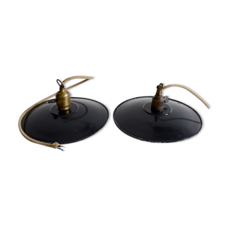 Hanging lamps in black enamelled plate