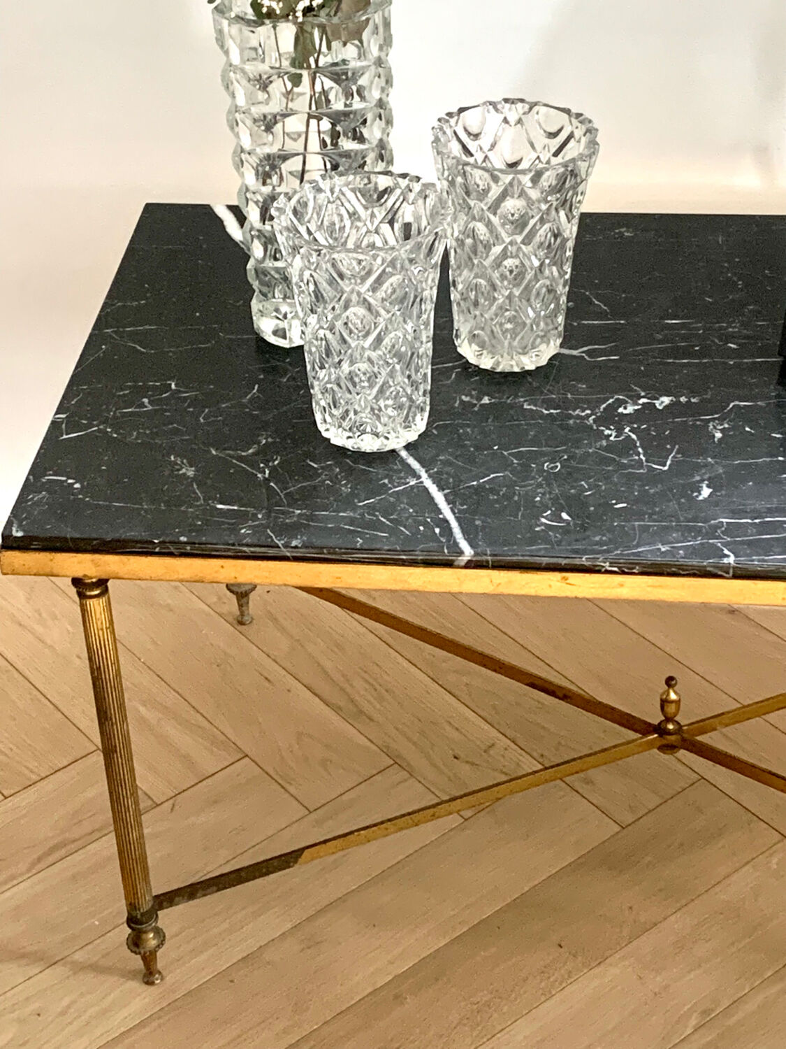 Brass and marble coffee table