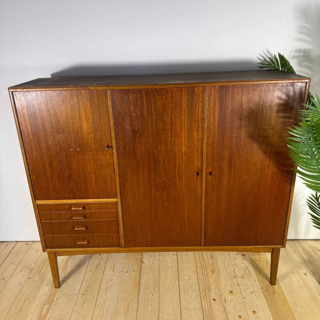 High mid-century modern teak sideboard – 1960s Scandinavian design