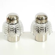 Two large, rare 1960s metal and glass table lamps by VEB Narva Leuchtenbau