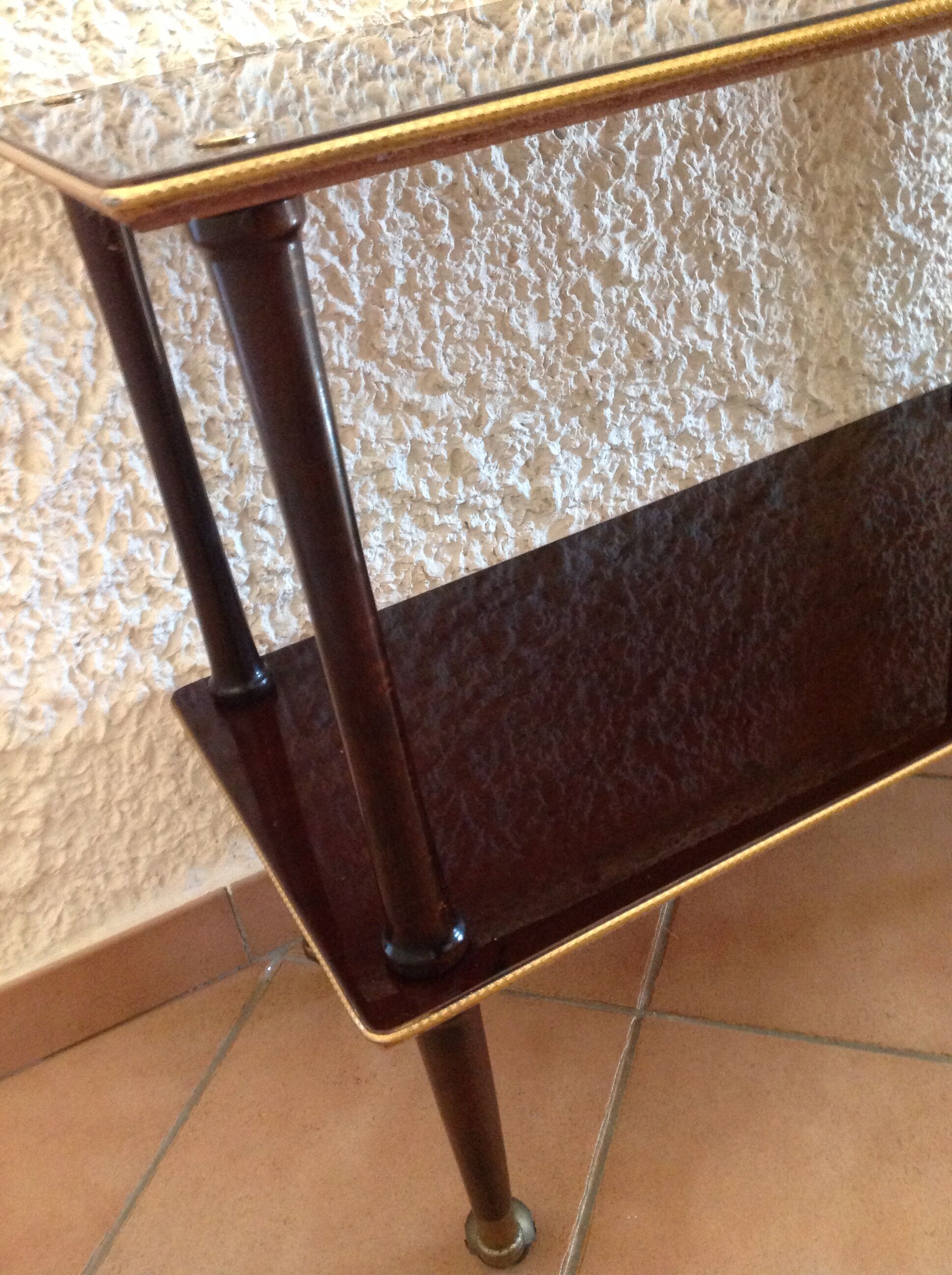 Dessert on varnished wood wheels / vintage 60s-70s