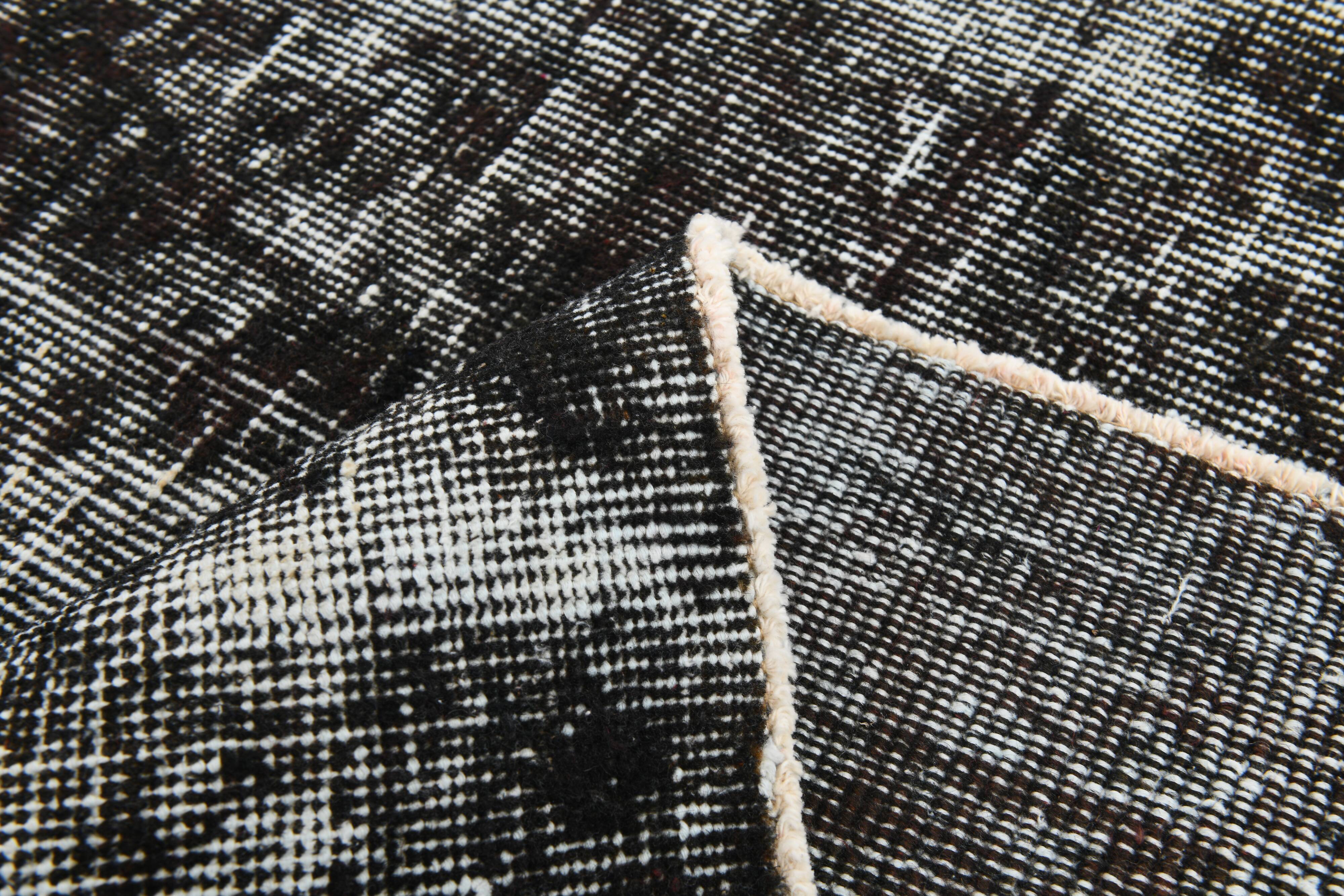 Black gray tones anatolian handmade vintage rug 260x158cm