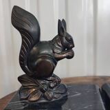 Squirrel bookends signed Tedo, Art Deco