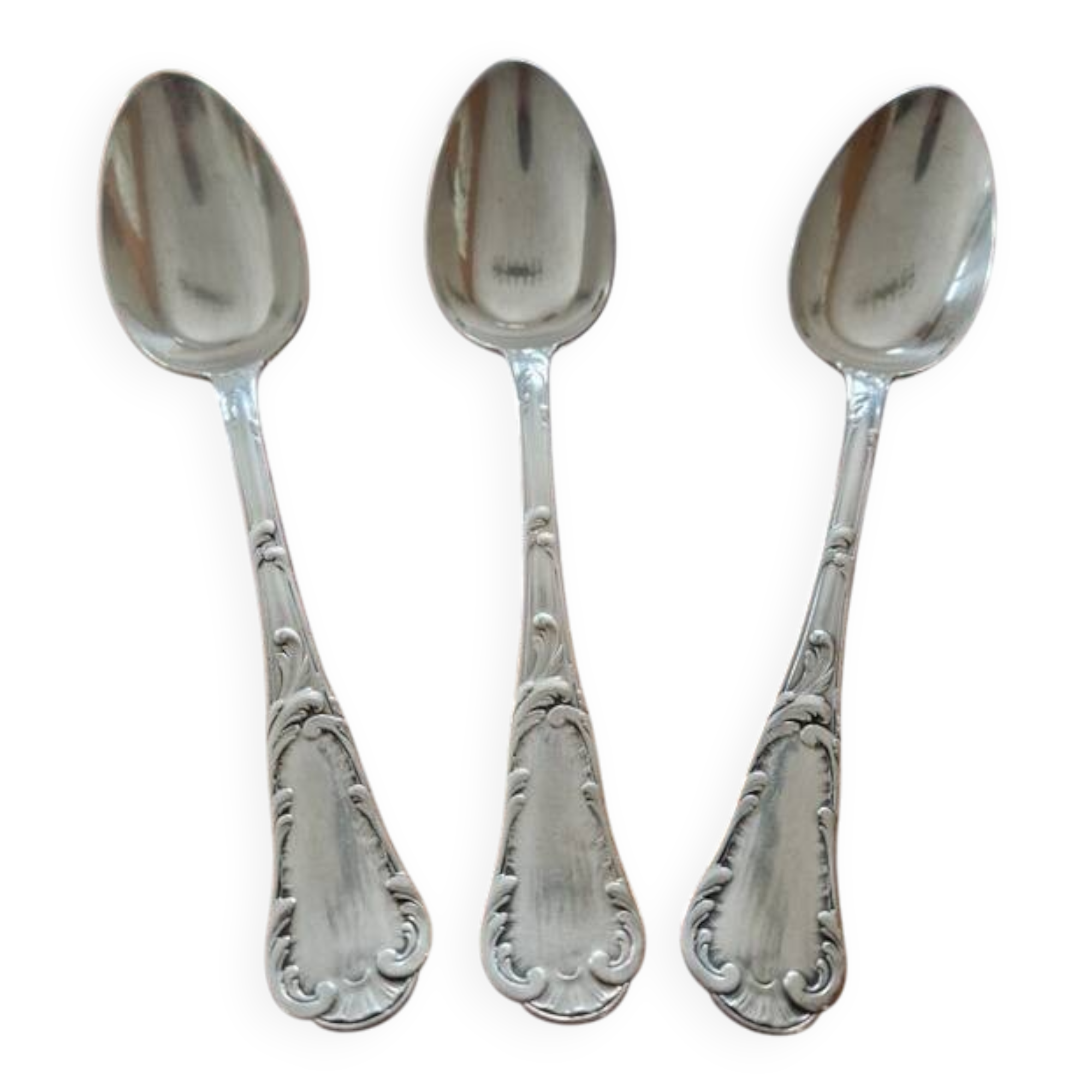 Christofle - 3 silver-plated table spoons - Chrysanthemum model