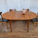 Round table in teak with vintage butterfly extension from the 1960s