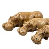 Mid-century Set of 3 ceramic hippos, Zaccagnini Italy 1950s