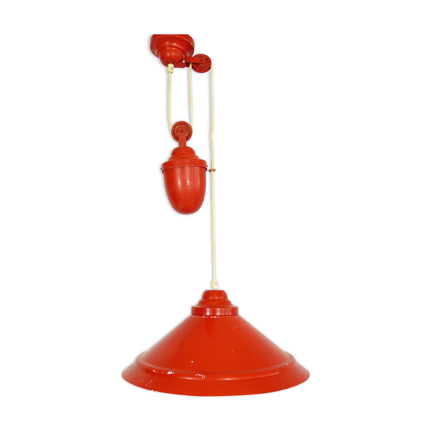 Suspension monte et baisse en métal rouge années 70