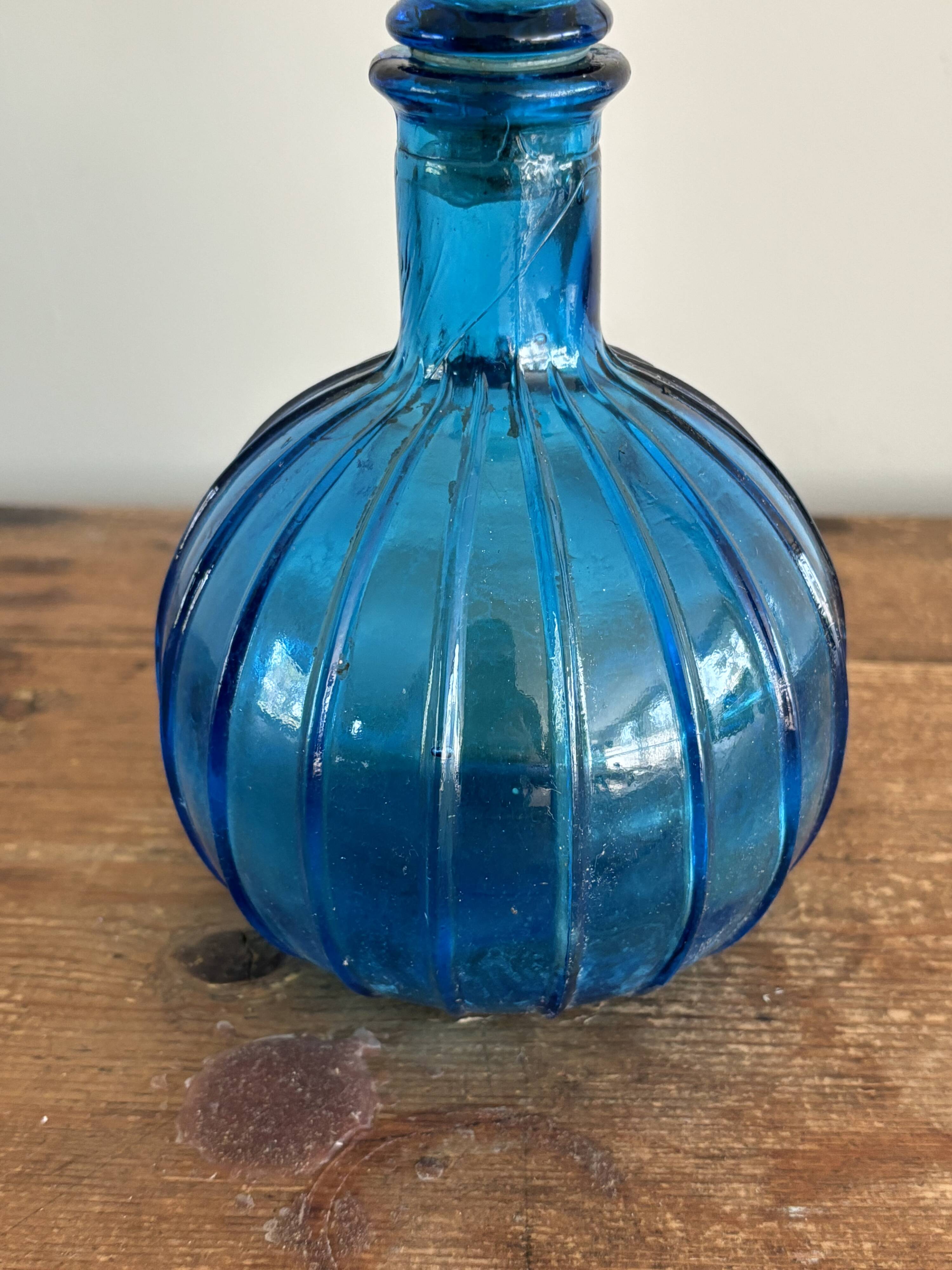 Vintage Empoli Glass Decanter with Stopper, Italy, 1960s