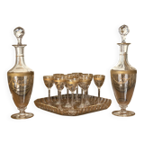 Saint Louis 14-piece liqueur set, fine 19th century gold-plated crystal