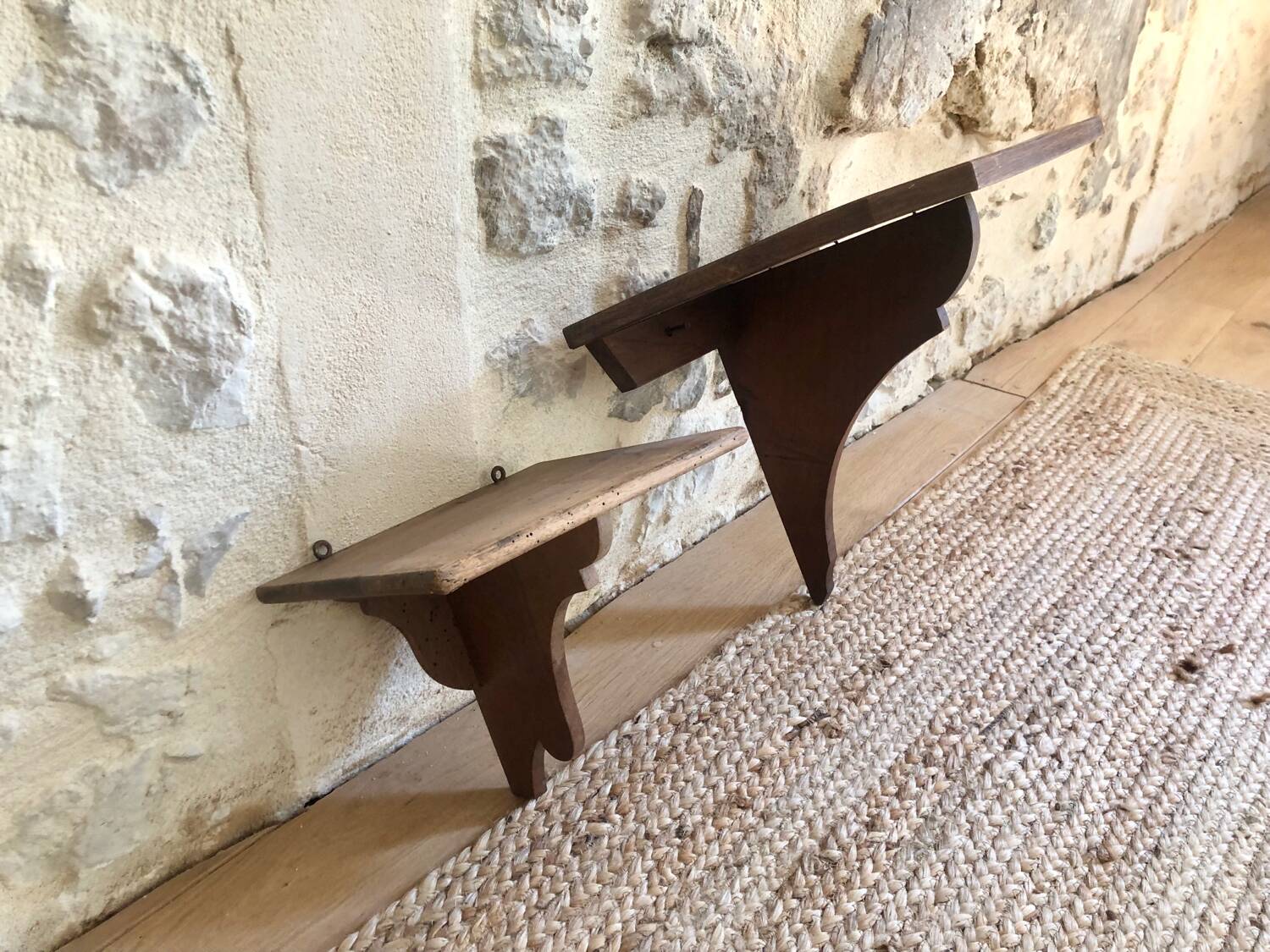 Antique wooden shelves