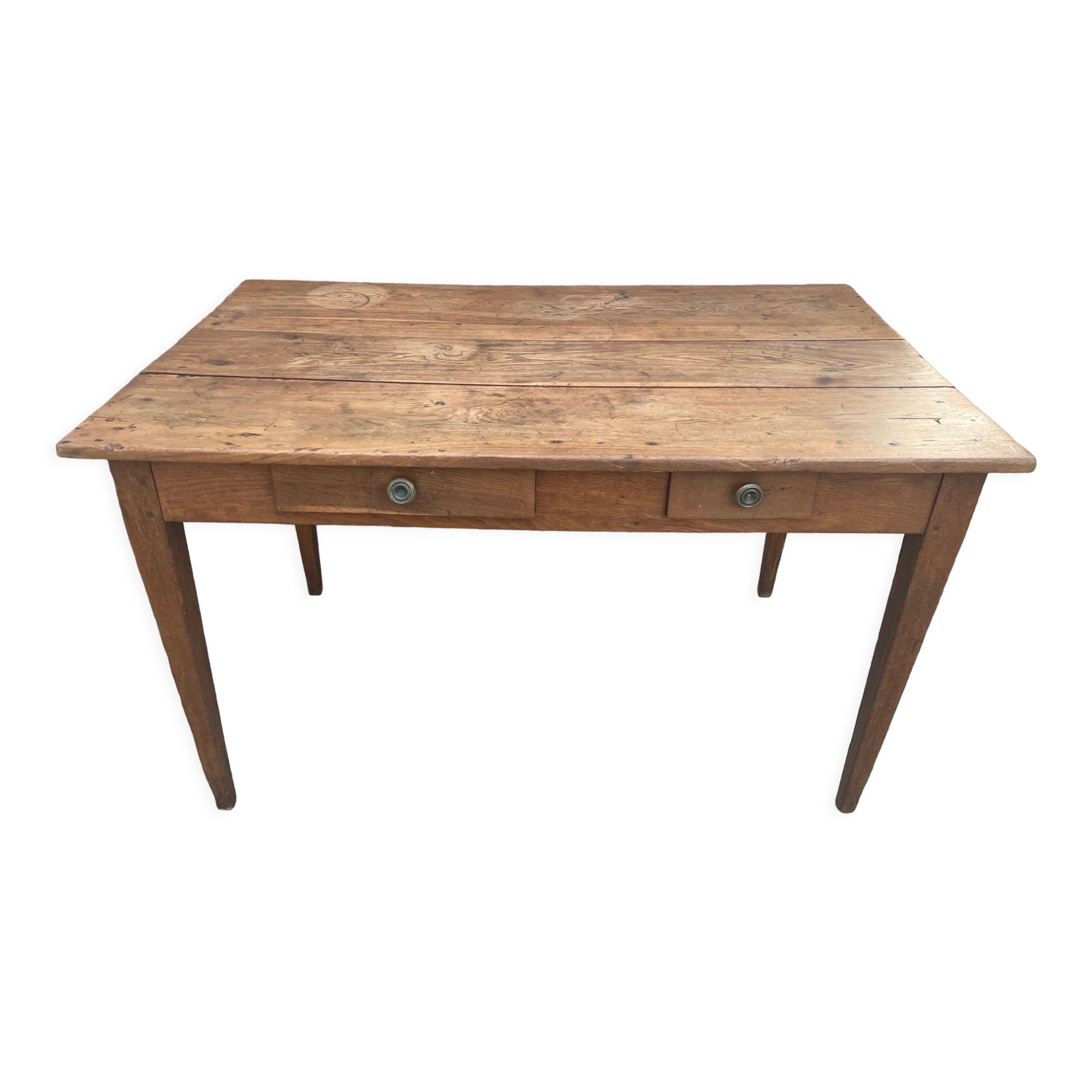 Solid oak farmhouse table with 2 drawers 1900