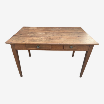 Solid oak farmhouse table with 2 drawers 1900