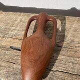 Small wooden amphora sculpture vase