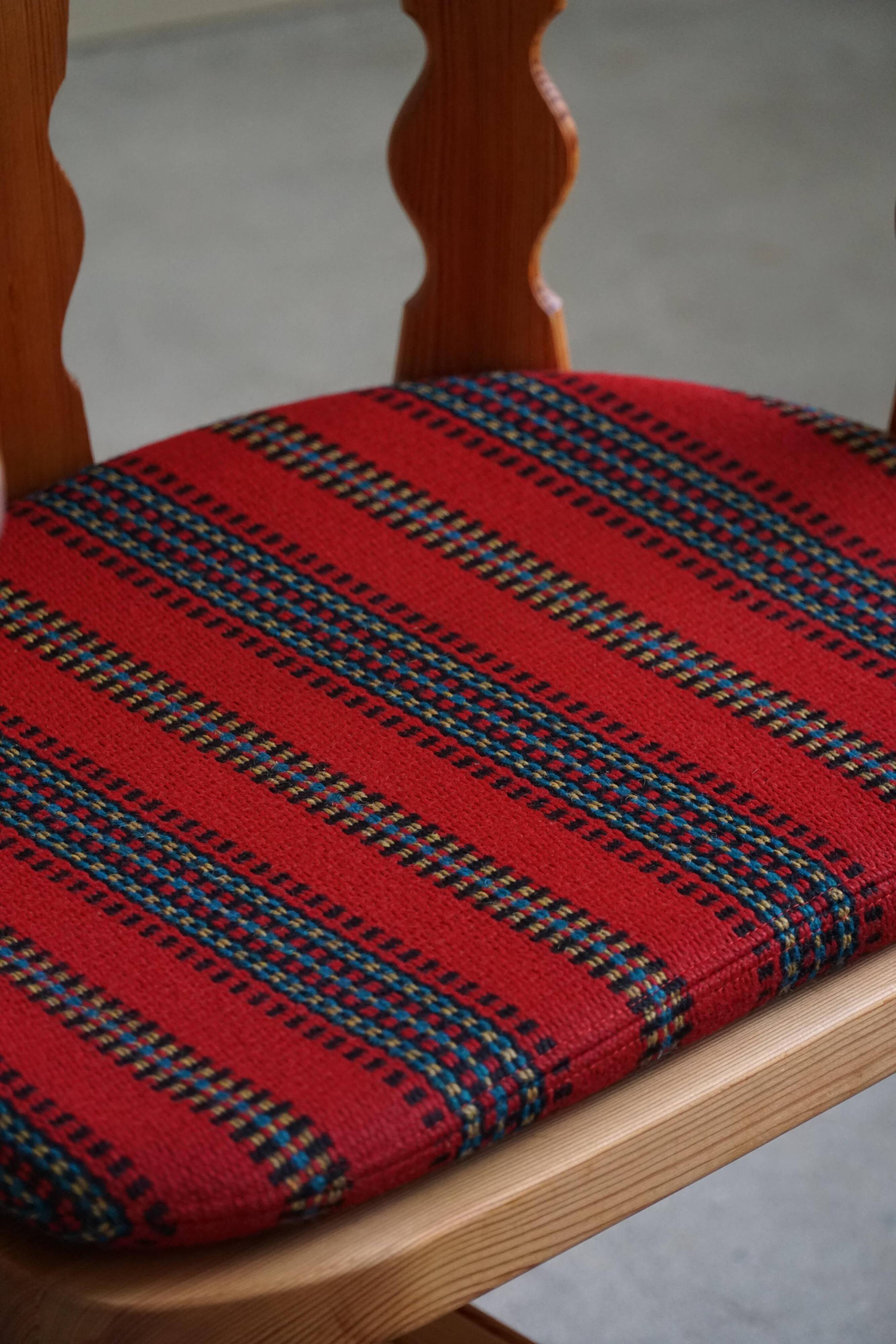 Set of 4 modern Norwegian armchairs by Krogenæs, solid pine, 1950s.