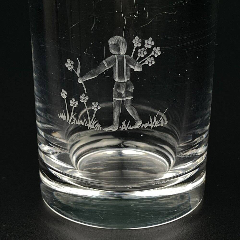 Orrefors engraved crystal bud vase, Sweden, 1950s-1960s