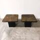 Pair of vintage Kneipp side tables with sculptural tops in mixed materials, 1970s