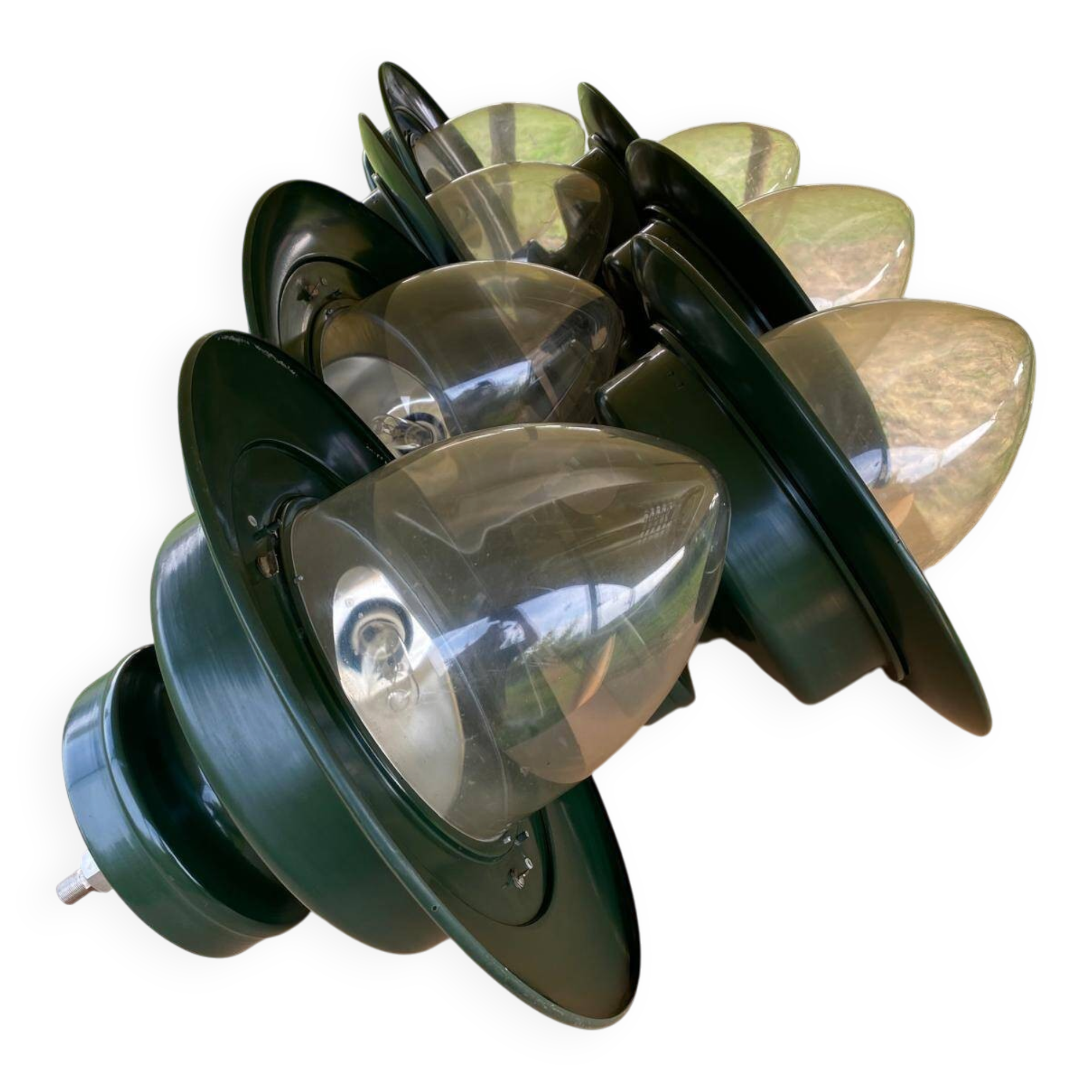 Set of 7 authentic schreder albany maxi light fixtures.