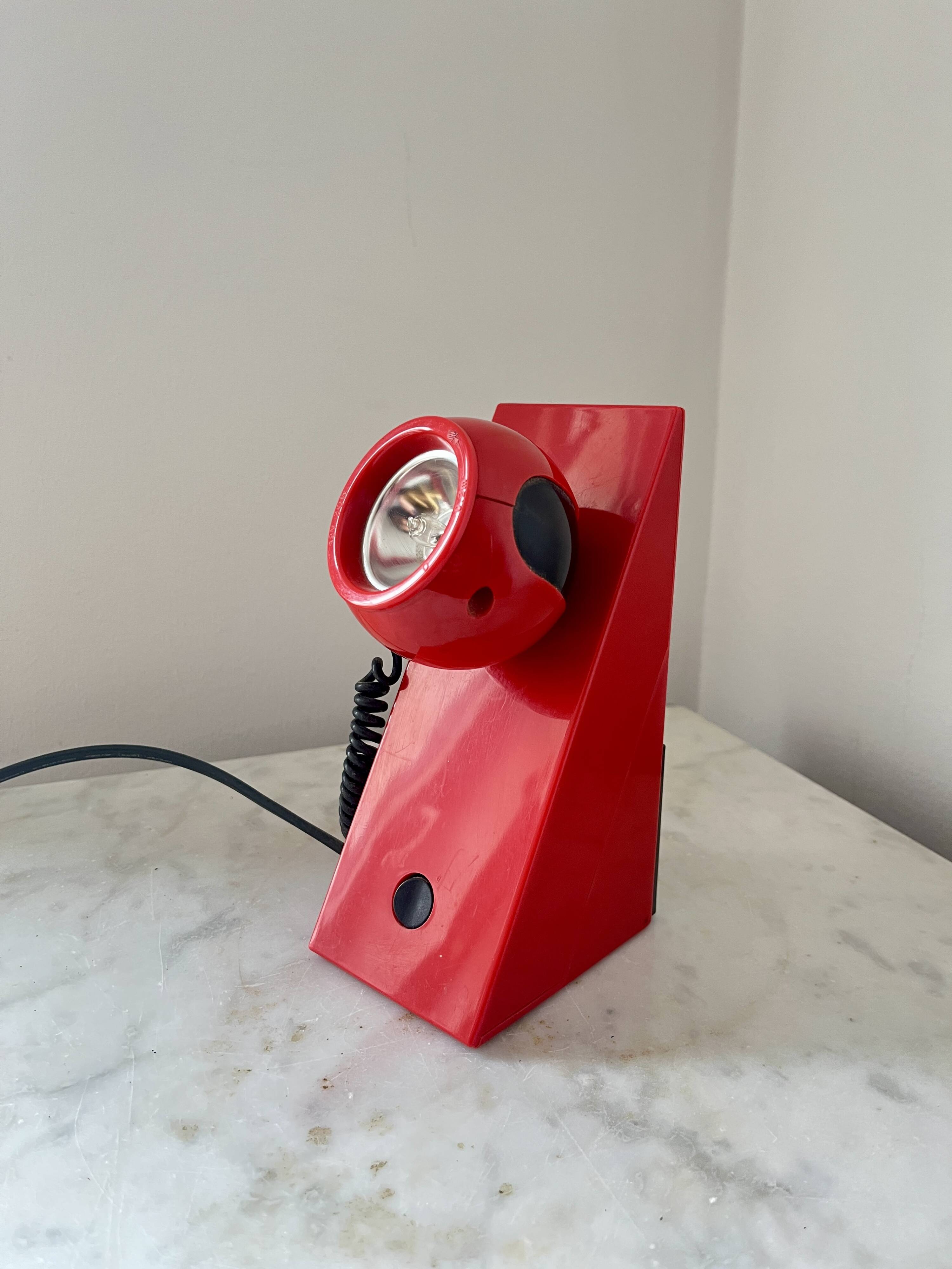 Vintage Space Age Red Magnetic Table Lamp by Brilliant Leuchten AG, Germany