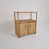 Italian Bamboo and Rattan Cabinet or Bed Side Table, 1980s