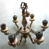 Lustre, 6 feux du XXème en aragonite et calcite dite "onyx marbre"