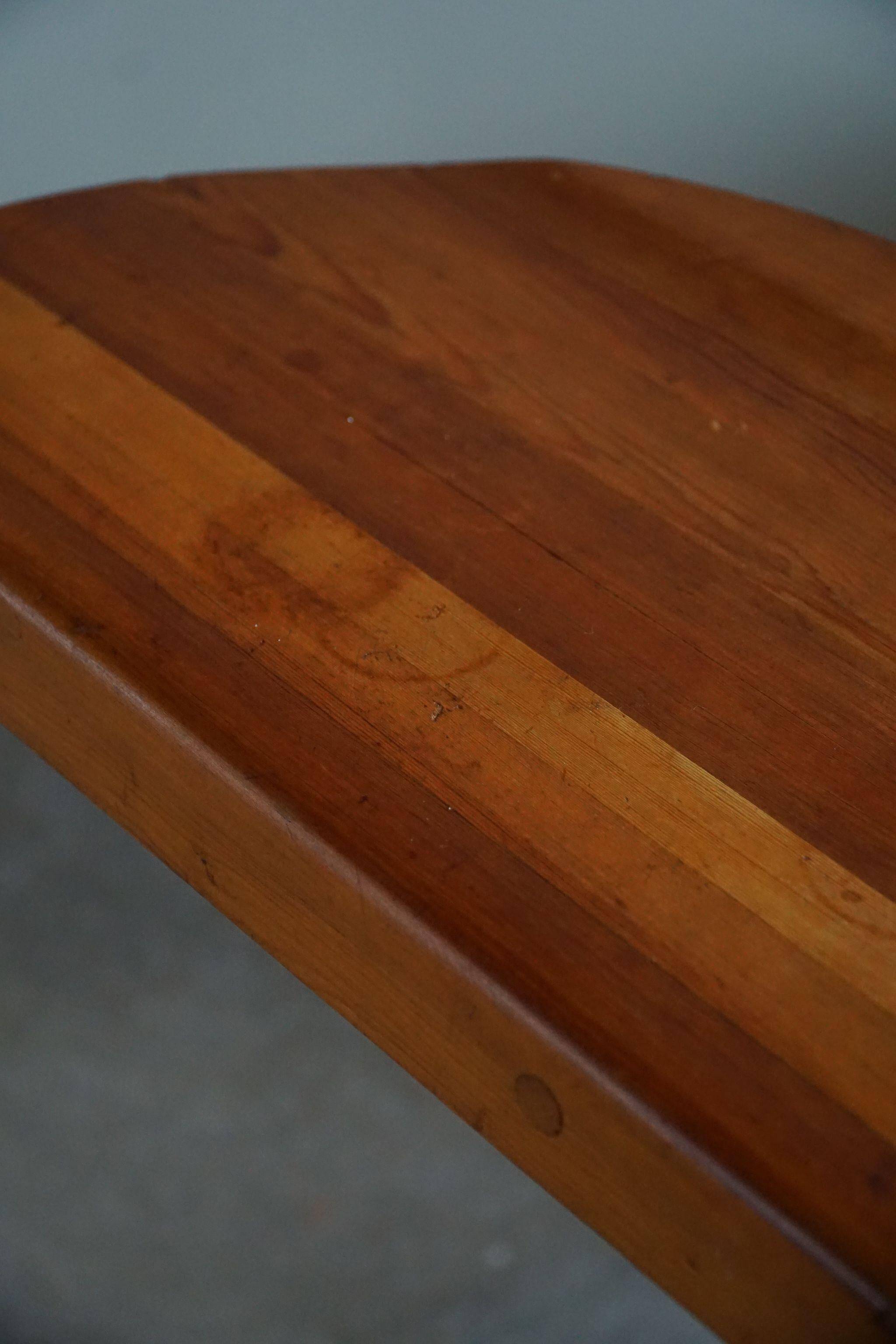 High tripod stool in solid pine, by a Danish cabinetmaker, mid-century, around 1960.
