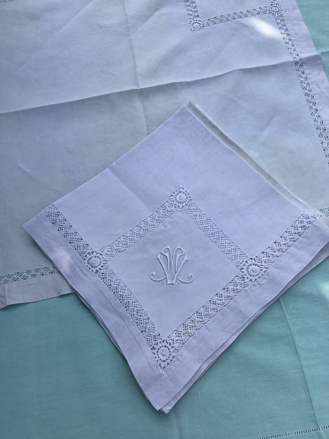 6 Antique Linen Napkins monogram
