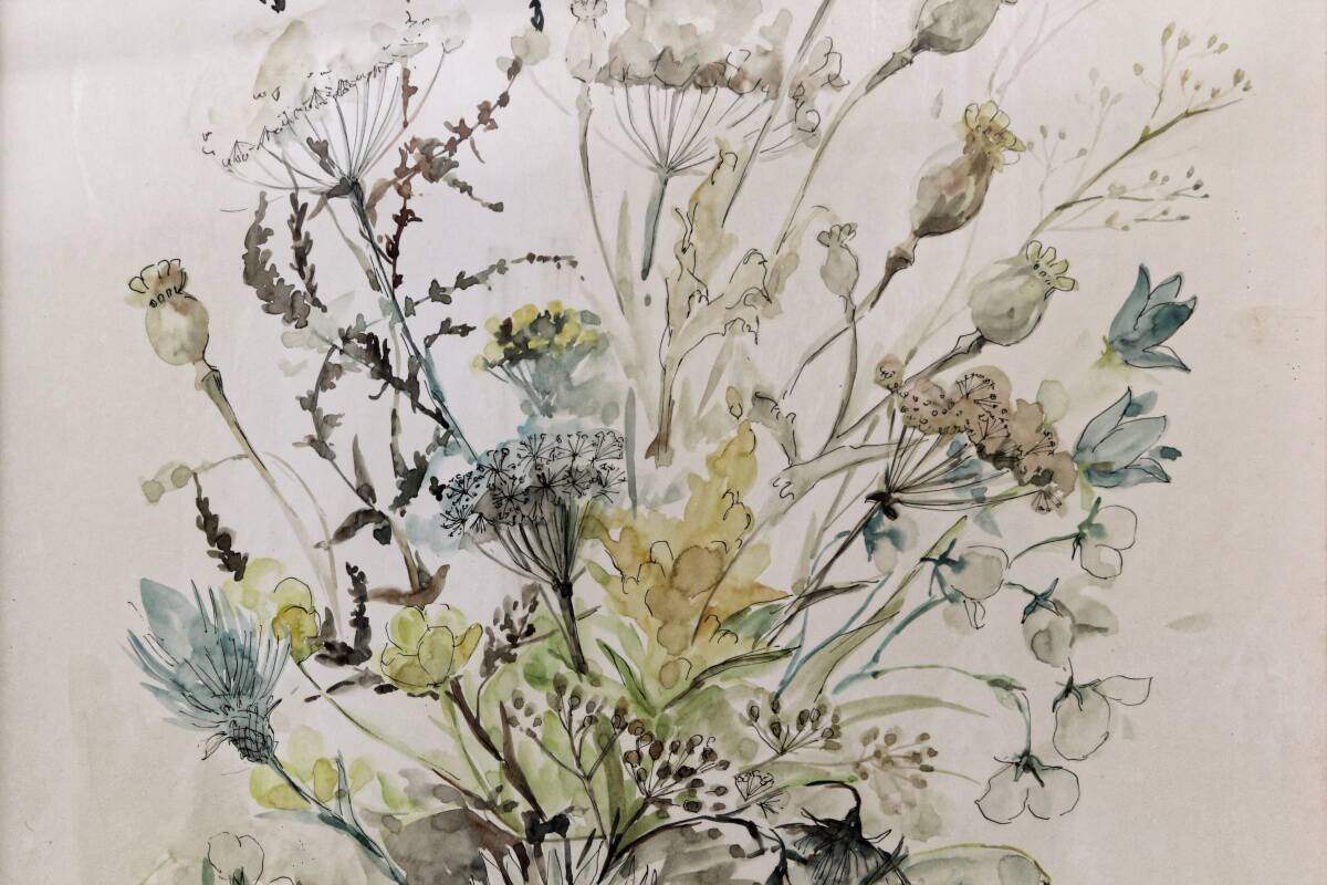 Watercolor, bouquet of flowers, Raymonde Carrier