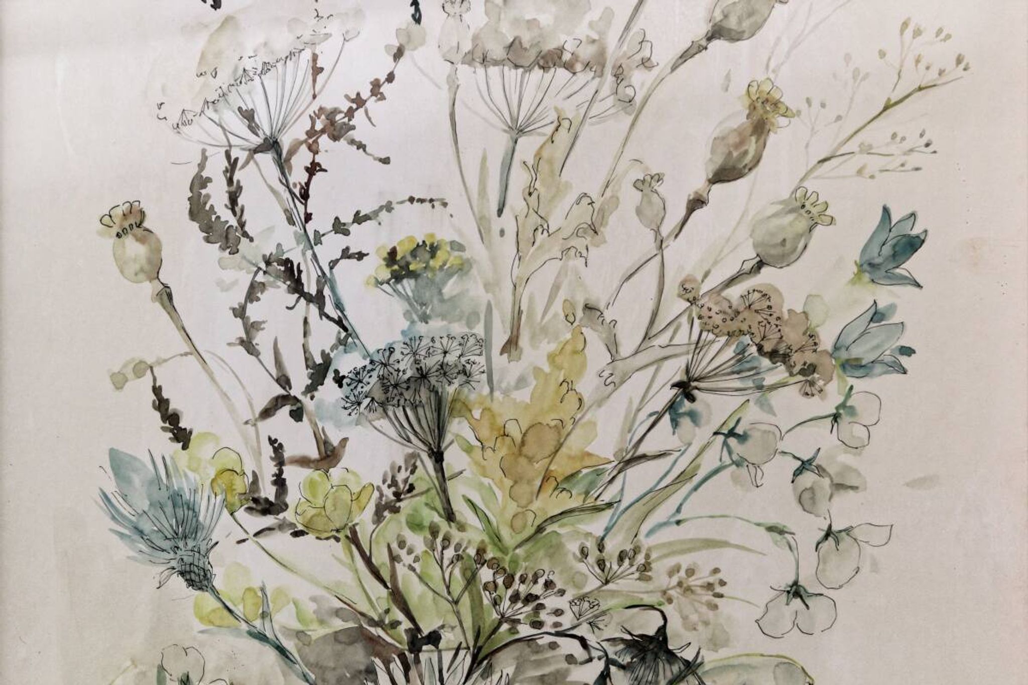 Aquarelle, bouquet de fleurs, Raymonde Carrier