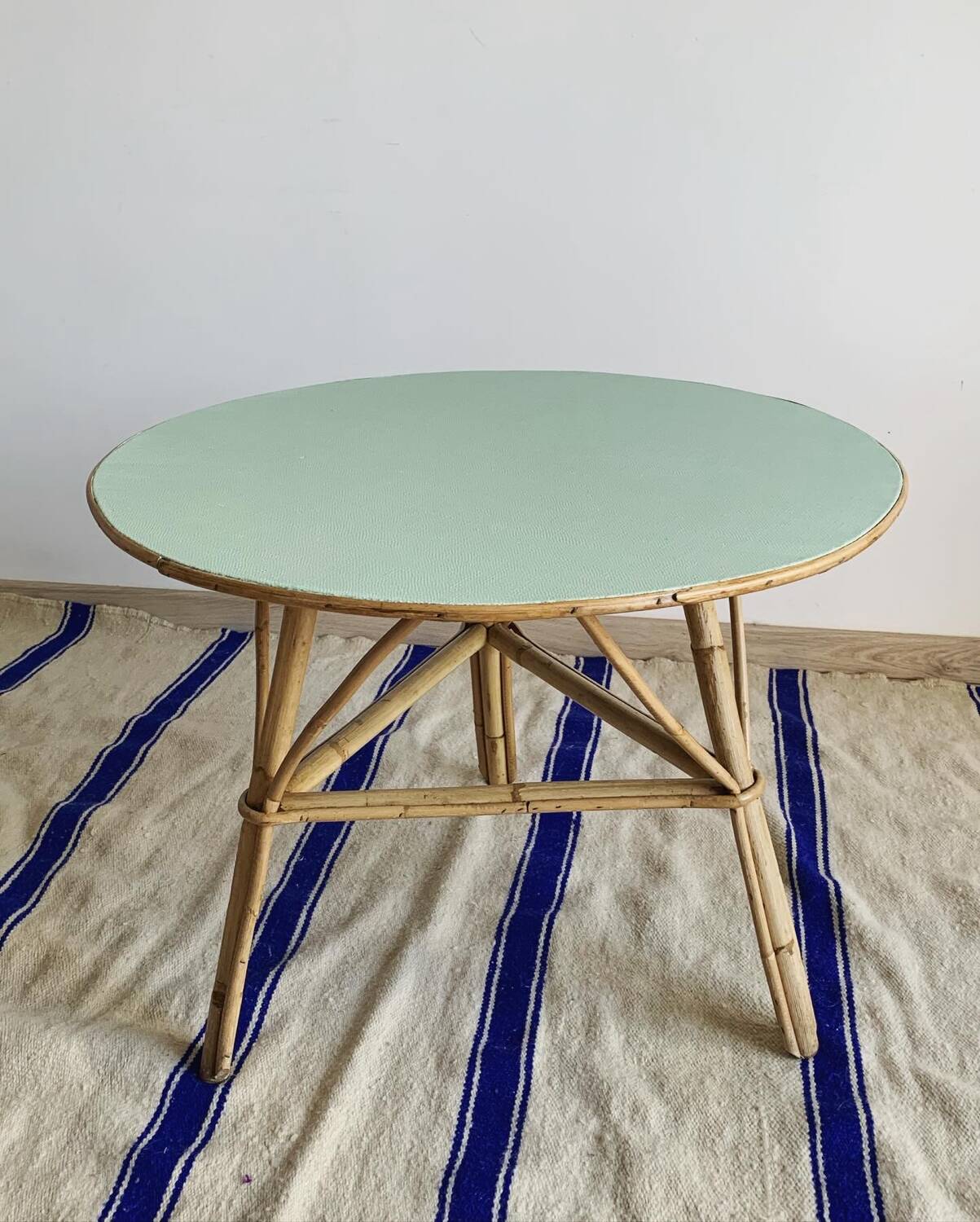 Revamped vintage rattan coffee table