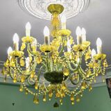 Large chandelier with glass and polypropylene pendants – 14 lights