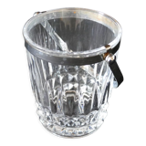 Seau à glace vintage en verre estampillé avec une anse en métal
