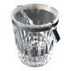 Vintage glass ice bucket stamped with a metal handle