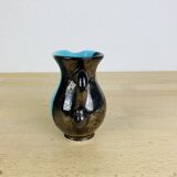 Two-tone ceramic vase from the 50s, blue and black, vintage