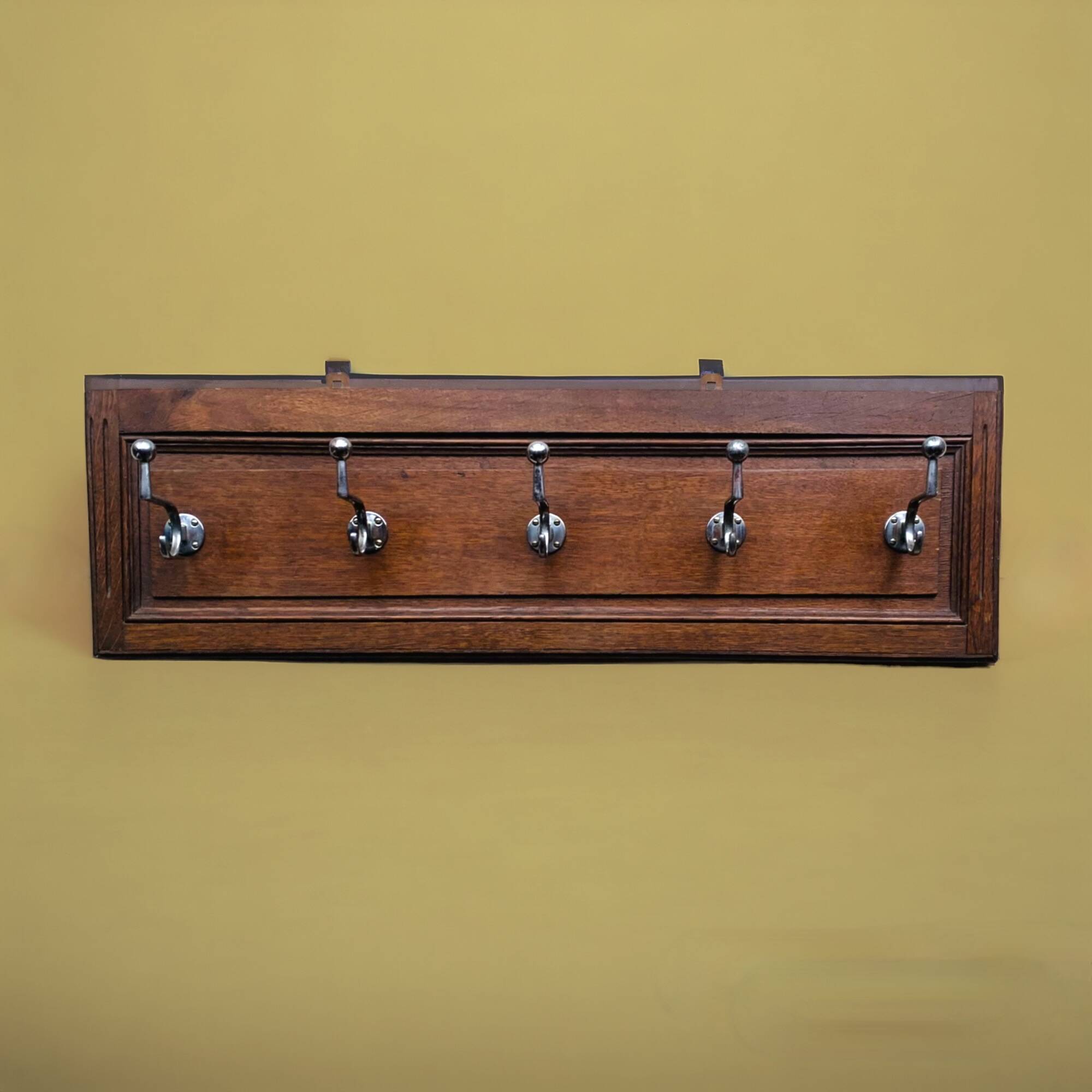 Art Deco wall-mounted coat rack in solid wood - 5 hooks