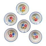 Lot 6 assiettes creuses à fleurs modèle "Rustique" Sarreguemines