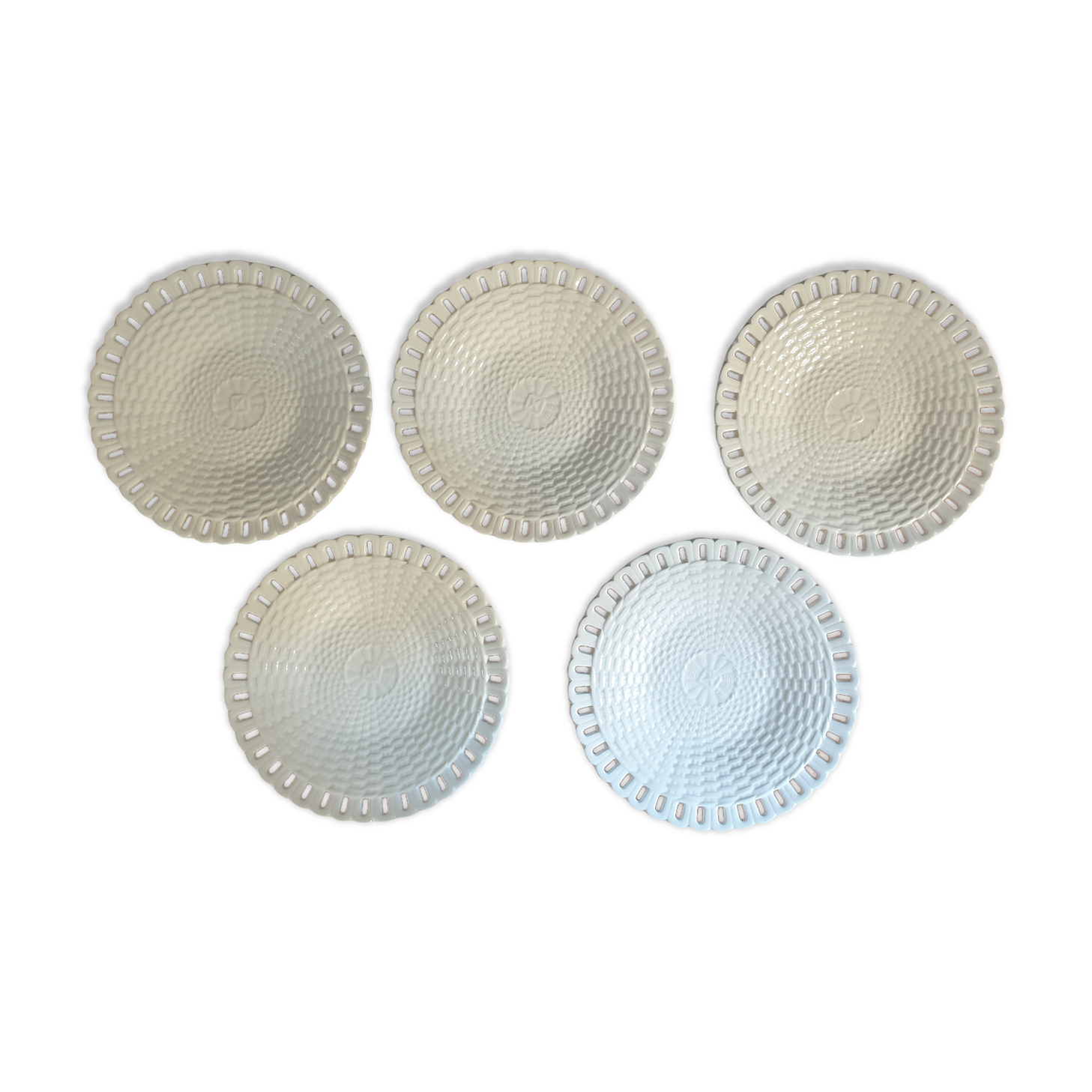 Suite of 5 openwork dessert plates