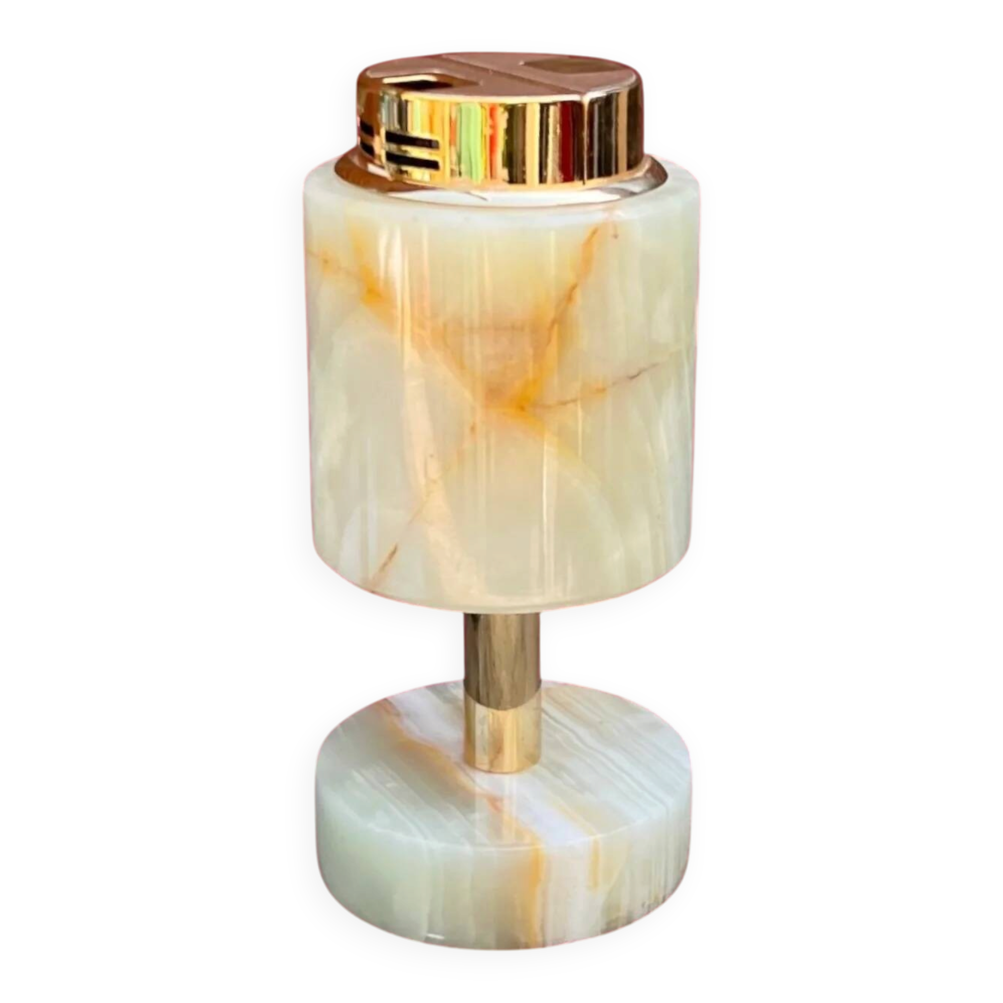 Sarome Japan onyx and gold metal table lighter – 1970s