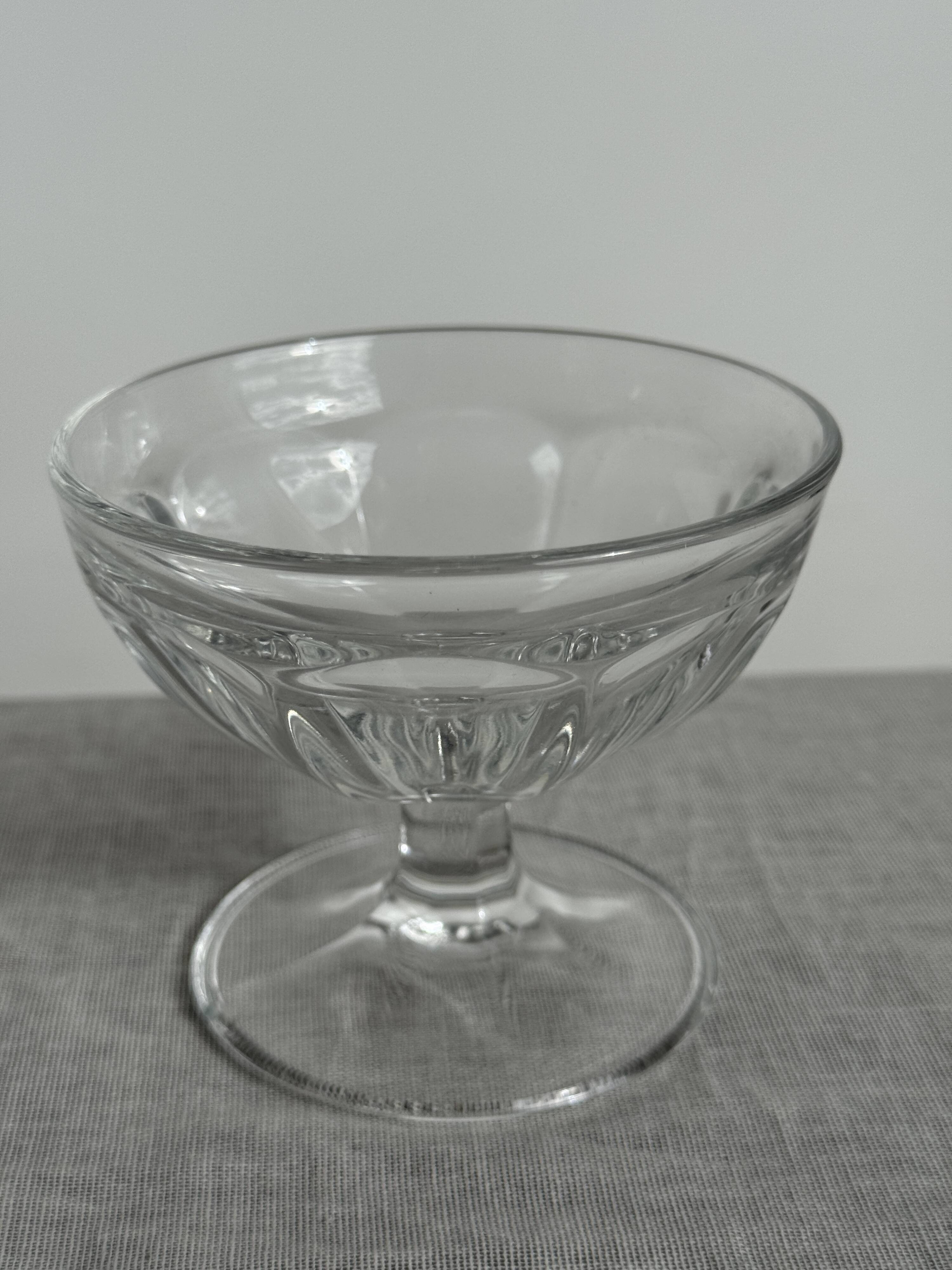 Set of 10 small vintage glass ice cream bowls.