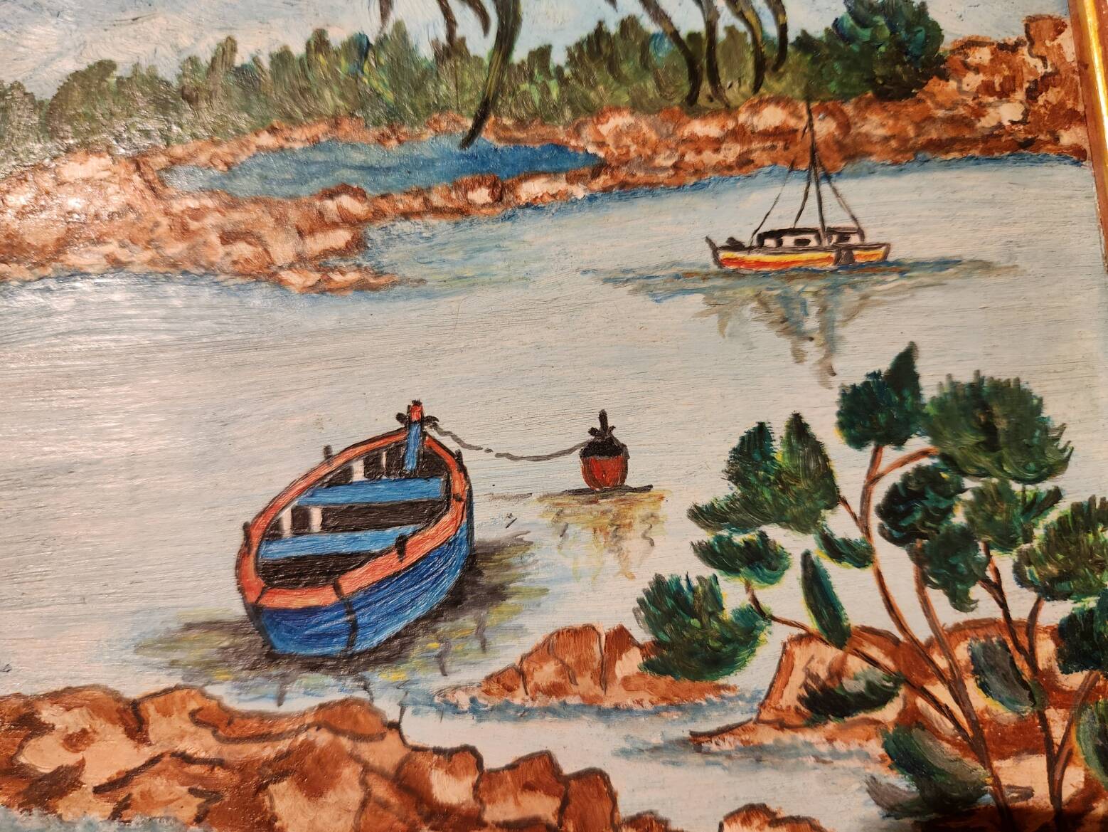 Tableau Saint Florent Corse signé JPS Oscar