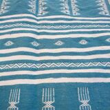 Tapis kilim bleu berbère fait à la main 200x115cm