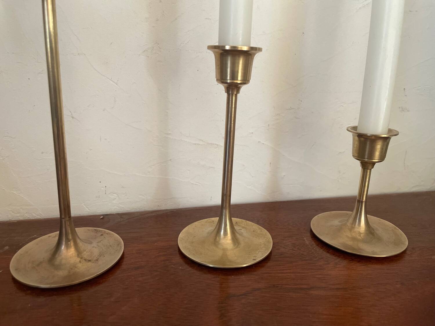 Scandinavian vintage brass candle holders