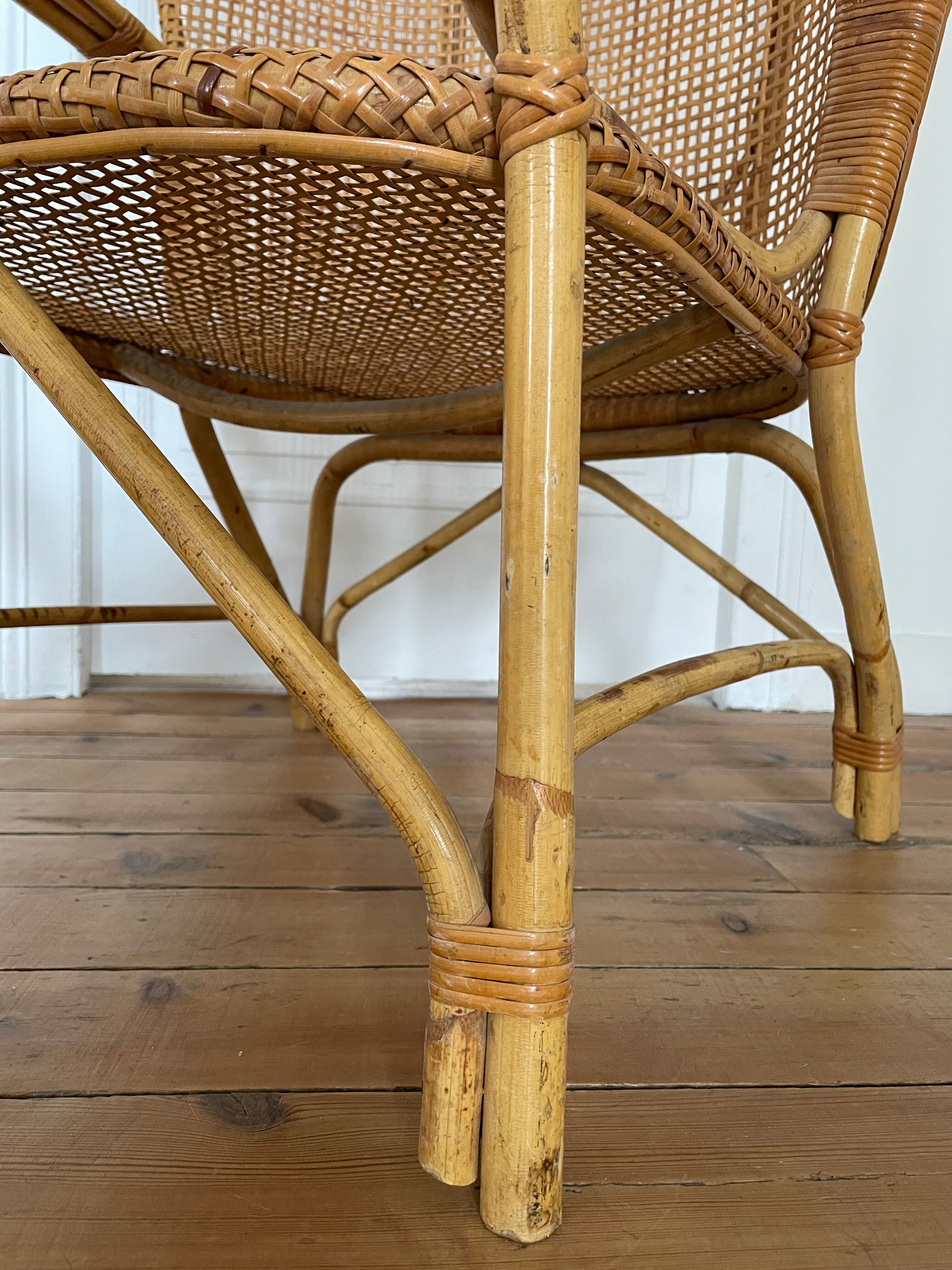 Vintage rattan and canning armchair
