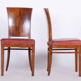 Six Art Deco Chairs, Walnut, Restored, Original Upholstery, France, 1920s
