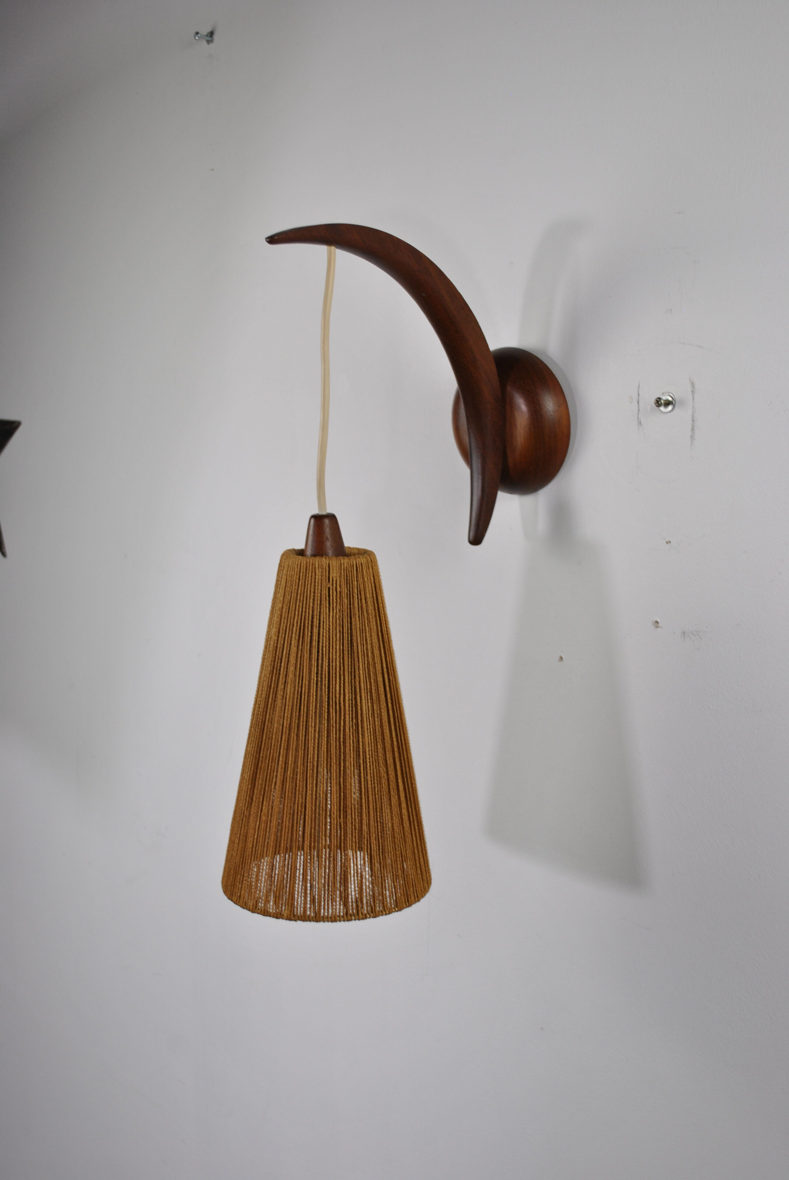 Wall lamp with rope lampshade by ER Nele for Temde, Switzerland, 1960