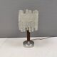 Table lamp with a teak ‘trunk’, silver-coloured metal base, acrylic shade