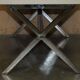 Vintage writing desk with chrome X-shaped top and patinated crocodile leather.