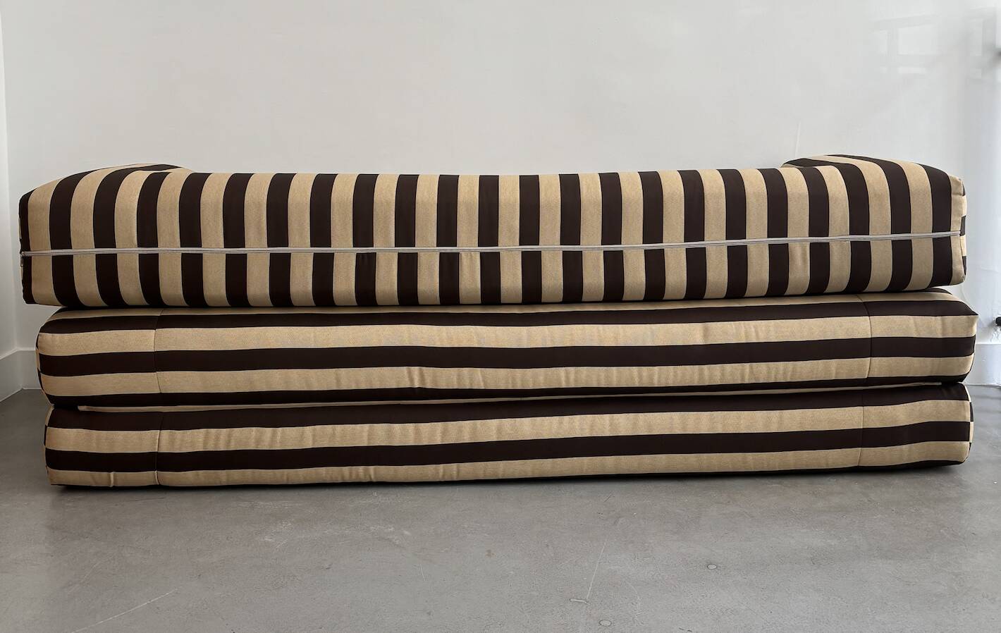 Beige and brown sofa vintage guest bed