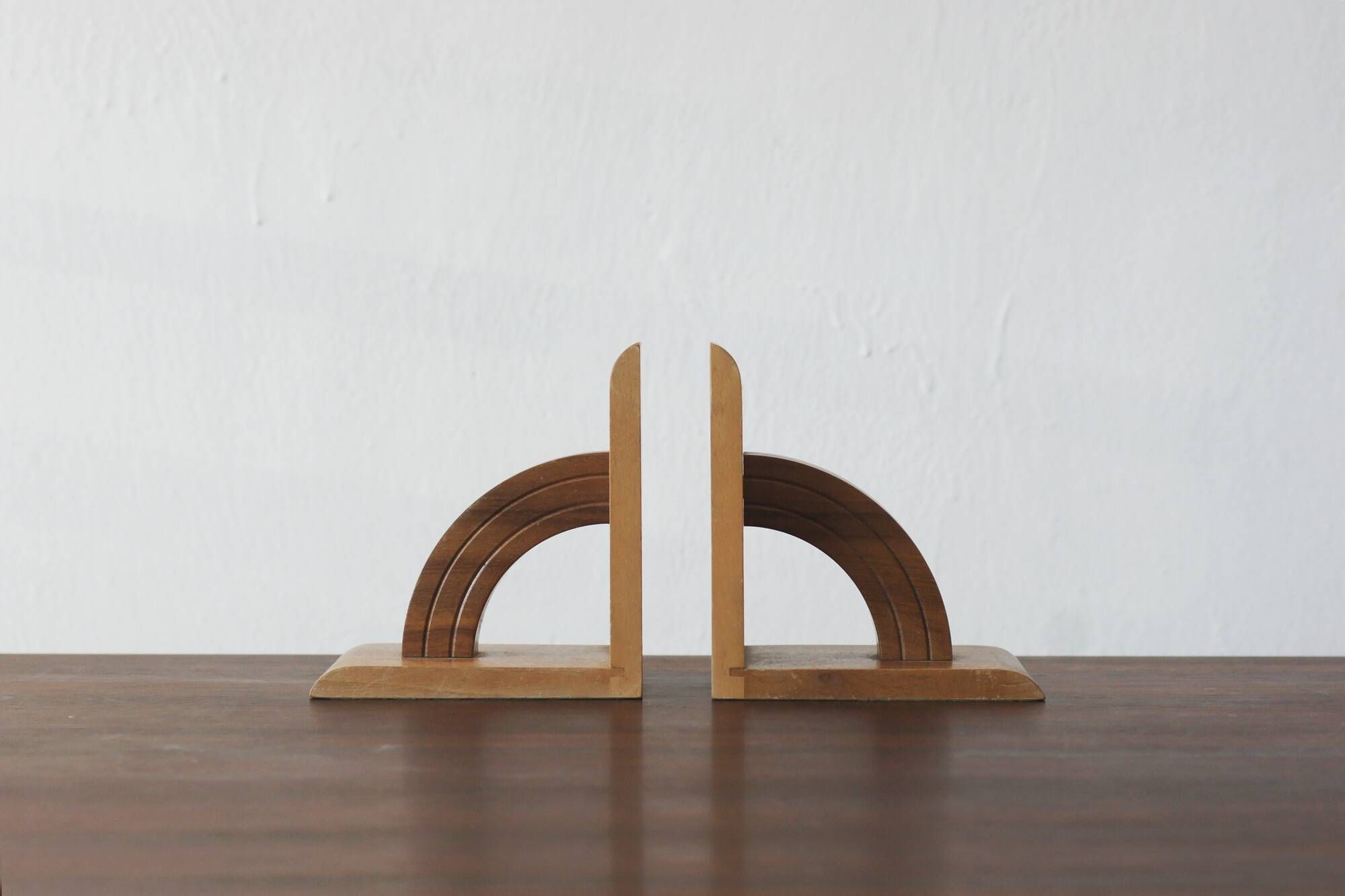 Serre-livres en bois de style mid-century moderne, années 1960, ensemble de 2