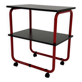 Tubular metal and wood serving trolley, 1980